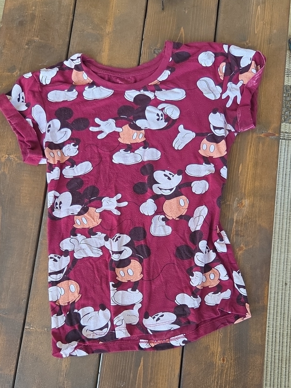 Girls' Burgundy Mickey Mouse Graphic Tee